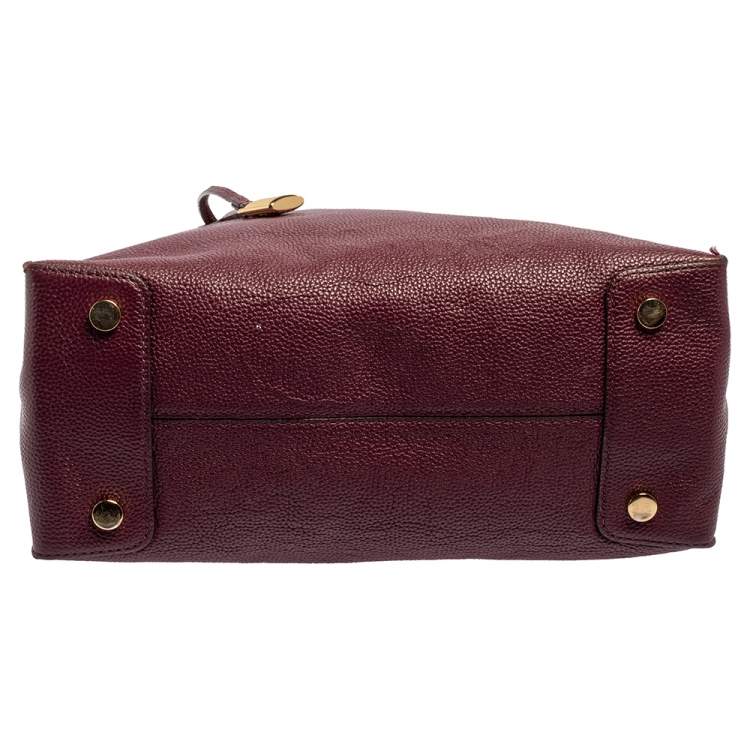 Pre Owned Michael Kors Burgundy Grained Leather Large Mercer Tote