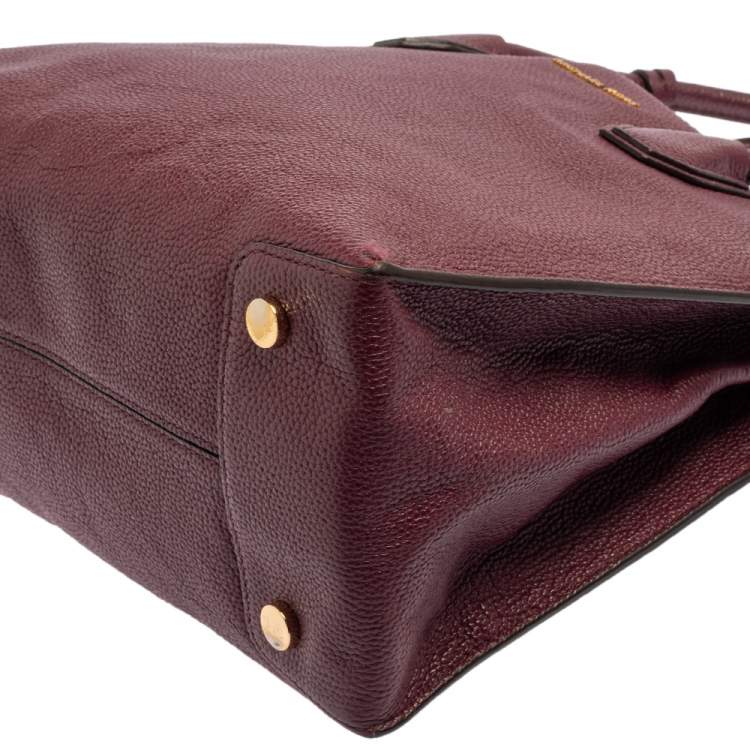 Pre Owned Michael Kors Burgundy Grained Leather Large Mercer Tote
