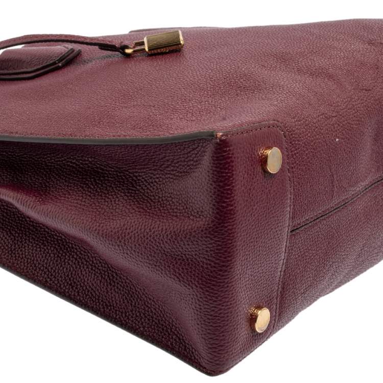Pre Owned Michael Kors Burgundy Grained Leather Large Mercer Tote
