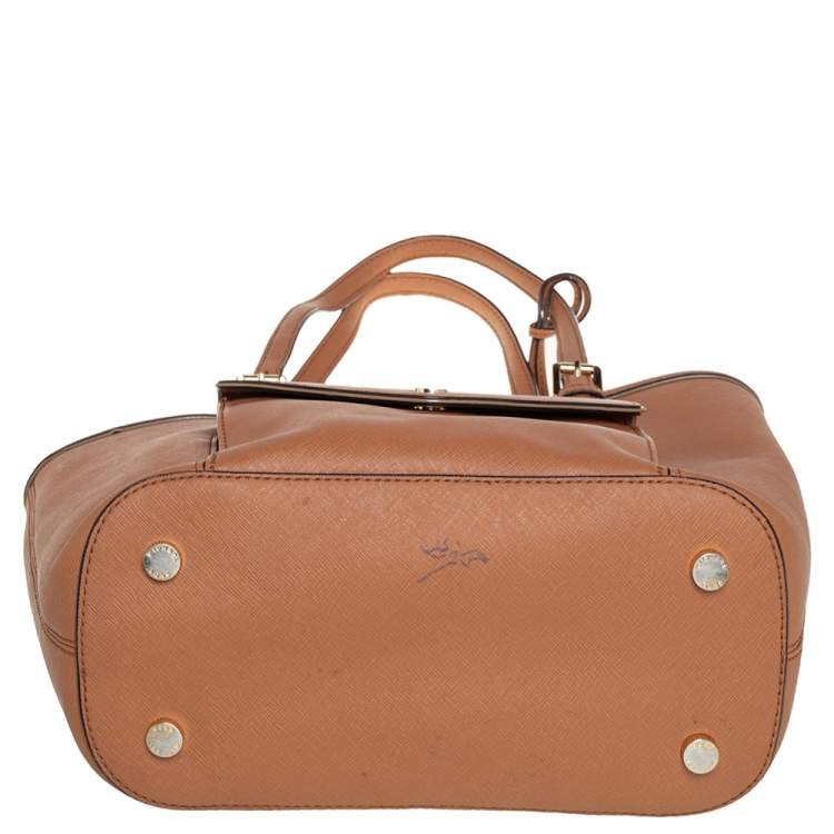 Pre Owned Michael Kors Brown Saffiano Leather Jet Set Pocket Tote