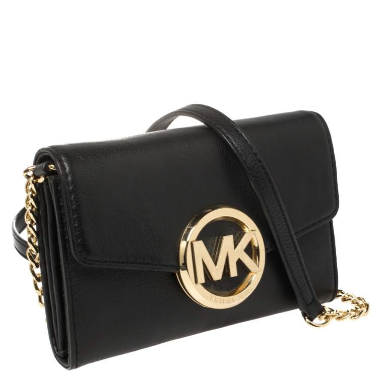 Pre Owned Michael Kors Black Leather Hudson Crossbody Bag