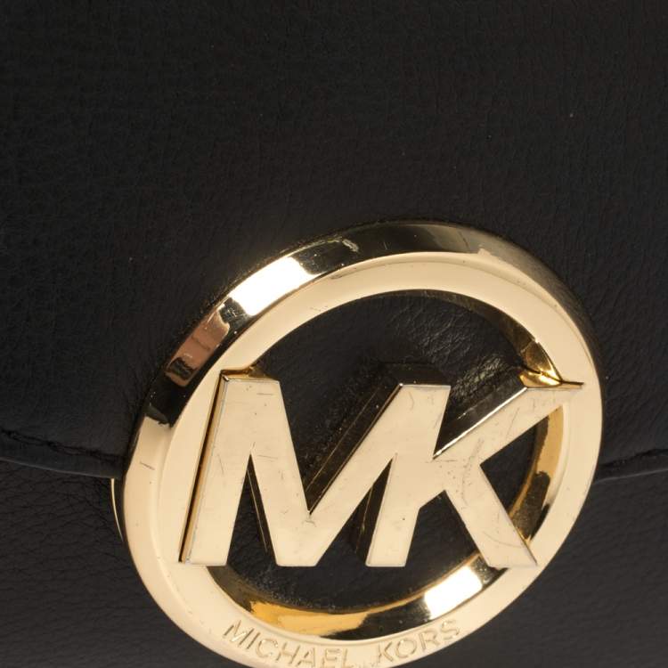 Pre Owned Michael Kors Black Leather Hudson Crossbody Bag