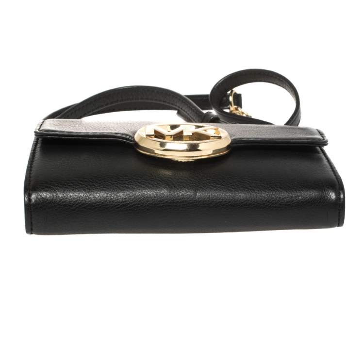 Pre Owned Michael Kors Black Leather Hudson Crossbody Bag