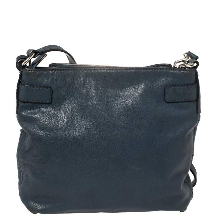 Pre Owned Michael Kors Blue Leather Hamilton Crossbody Bag