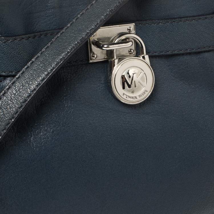 Pre Owned Michael Kors Blue Leather Hamilton Crossbody Bag