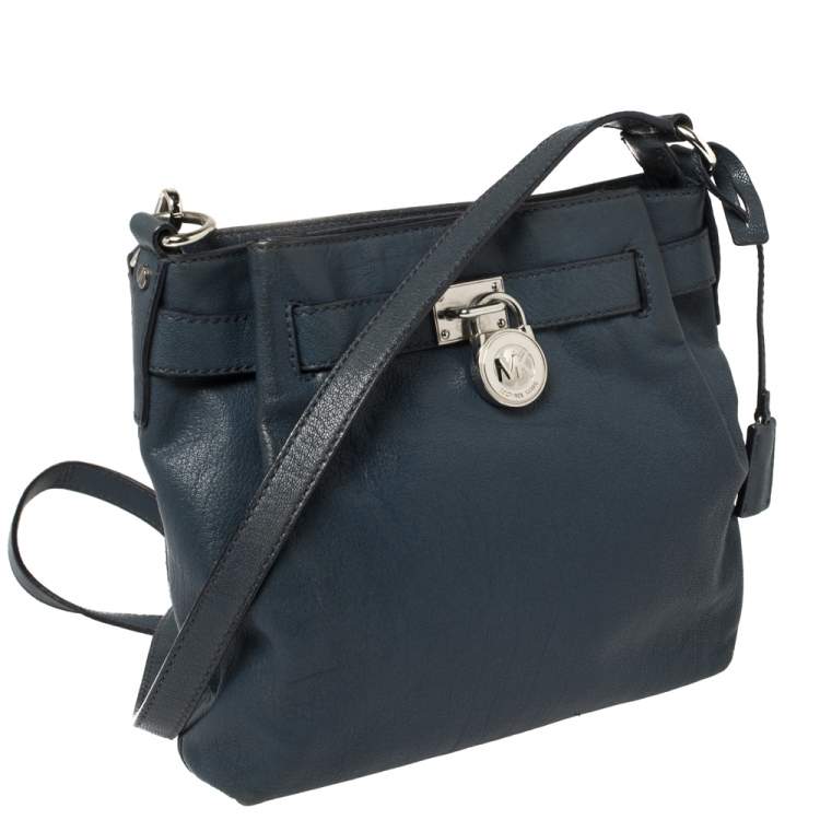 Pre Owned Michael Kors Blue Leather Hamilton Crossbody Bag