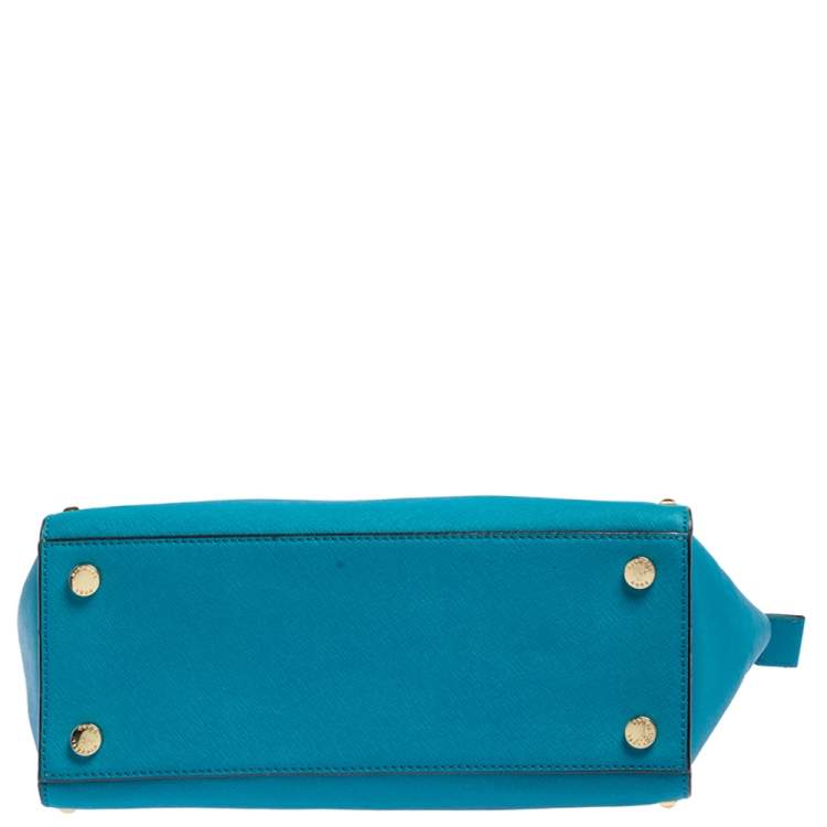 Pre Owned MICHAEL Michael Kors Blue Leather Medium Selma Studded Tote