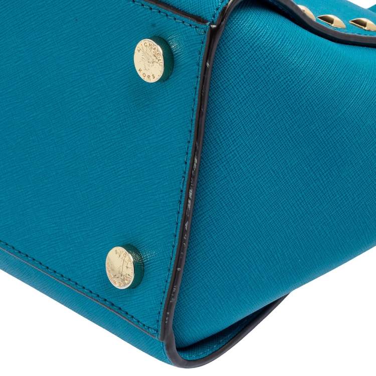 Pre Owned MICHAEL Michael Kors Blue Leather Medium Selma Studded Tote