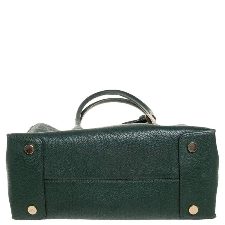 Pre Owned Michael Kors Green Grained Leather Large Mercer Tote