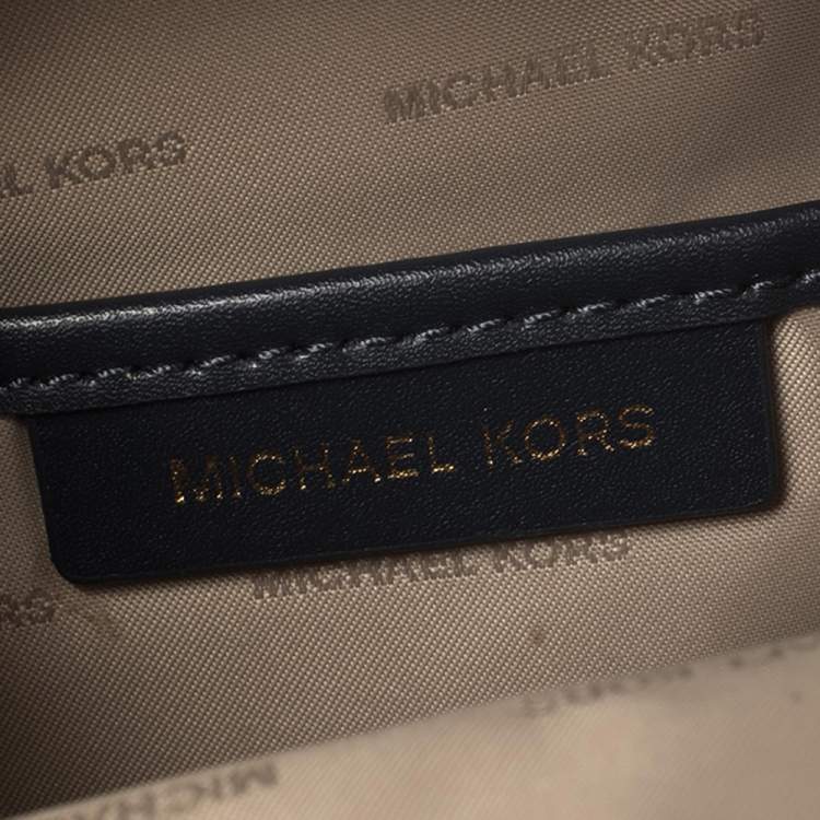 Pre Owned Michael Kors Blue Monogram Coated Canvas and Leather Mini Jessa Backpack