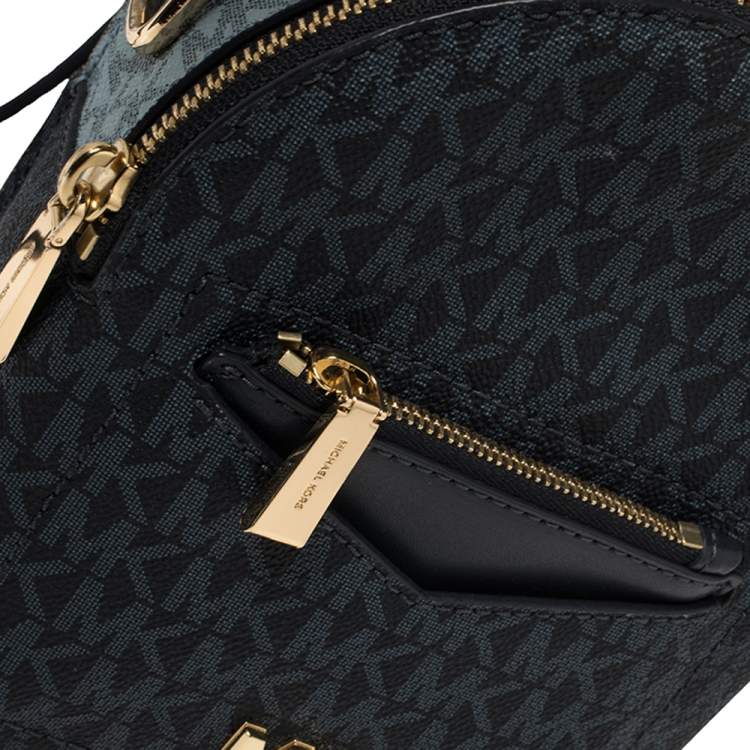 Pre Owned Michael Kors Blue Monogram Coated Canvas and Leather Mini Jessa Backpack