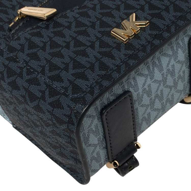 Pre Owned Michael Kors Blue Monogram Coated Canvas and Leather Mini Jessa Backpack