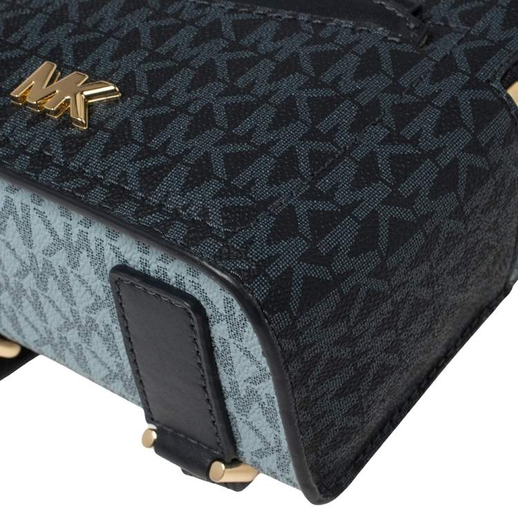 Pre Owned Michael Kors Blue Monogram Coated Canvas and Leather Mini Jessa Backpack
