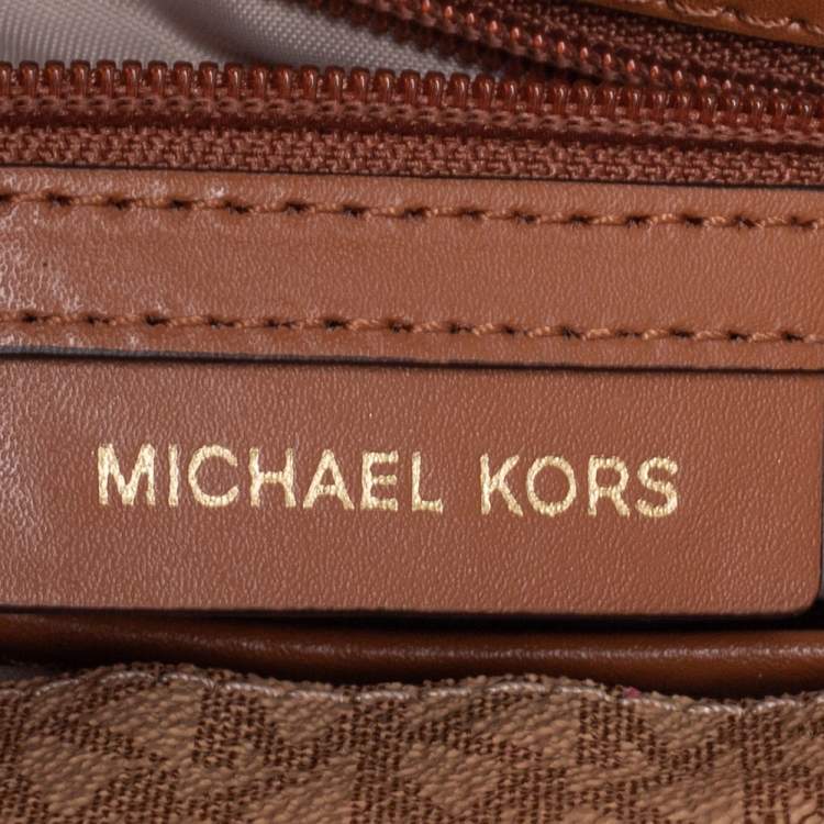 Pre Owned Michael Kors Tri Color Monogram Coated Canvas and Leather Kinsley Top Handle Bag