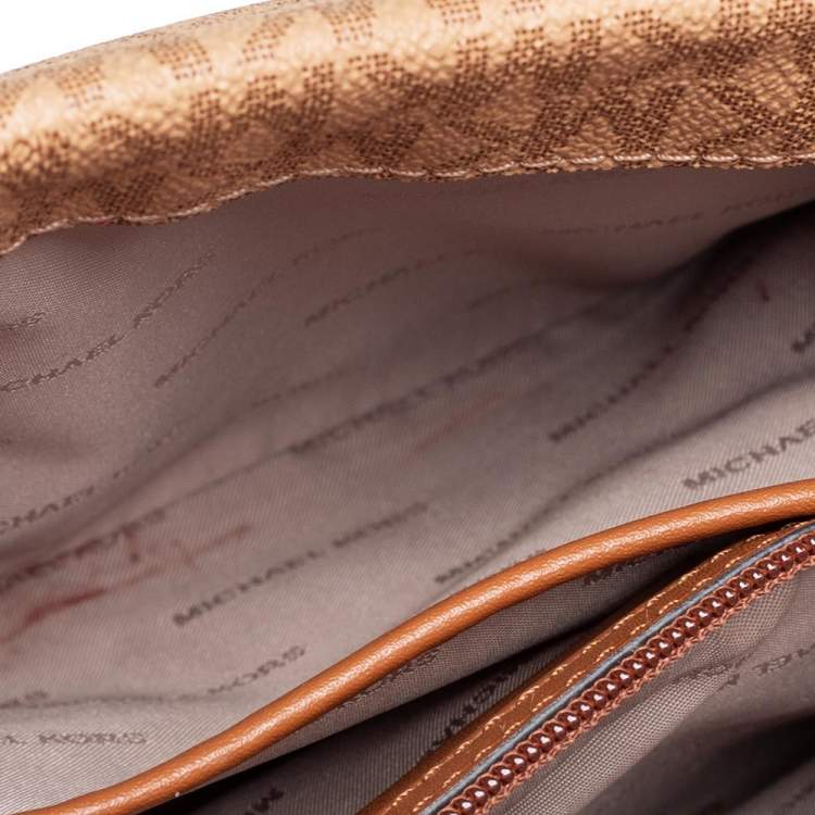 Pre Owned Michael Kors Tri Color Monogram Coated Canvas and Leather Kinsley Top Handle Bag