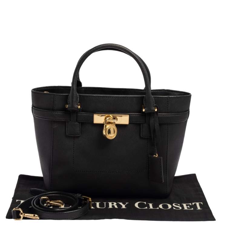 Pre Owned MICHAEL Michael Kors Black Saffiano Leather Hamilton East West Tote