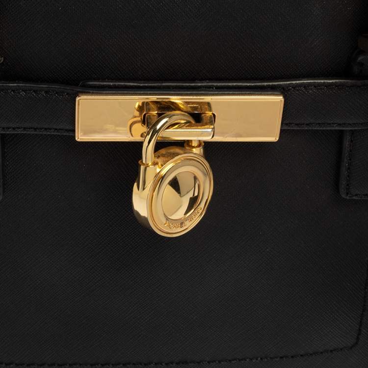 Pre Owned MICHAEL Michael Kors Black Saffiano Leather Hamilton East West Tote