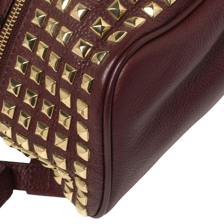 مملوكة مسبقًا Michael Kors Burgundy Leather Small Studded Rhea Backpack