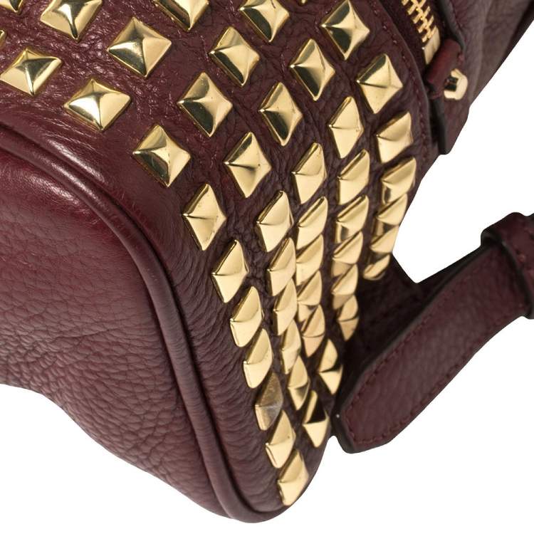 مملوكة مسبقًا Michael Kors Burgundy Leather Small Studded Rhea Backpack