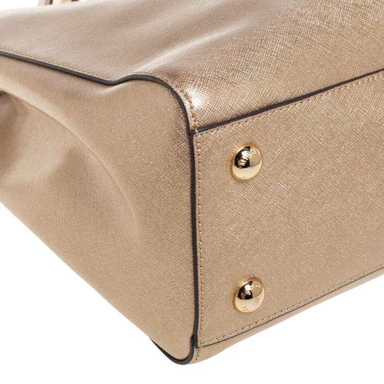 Pre Owned MICHAEL Michael Kors Gold Patent Leather Medium Cynthia Tote