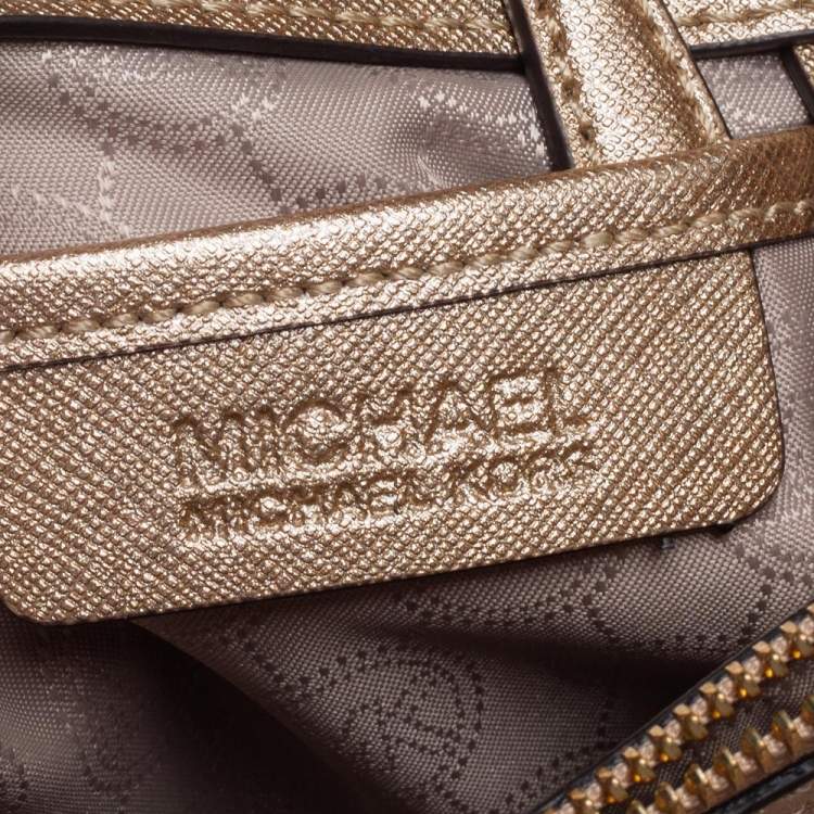 Pre Owned MICHAEL Michael Kors Gold Patent Leather Medium Cynthia Tote