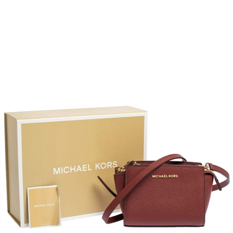 Pre Owned Michael Kors Red Leather Mini Selma Crossbody Bag