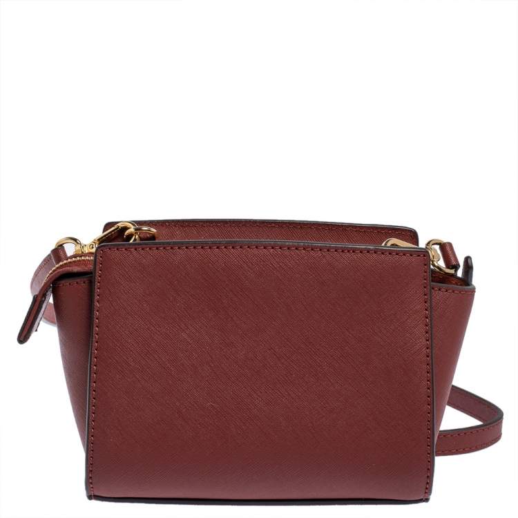 Pre Owned Michael Kors Red Leather Mini Selma Crossbody Bag