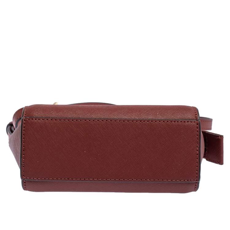 Pre Owned Michael Kors Red Leather Mini Selma Crossbody Bag