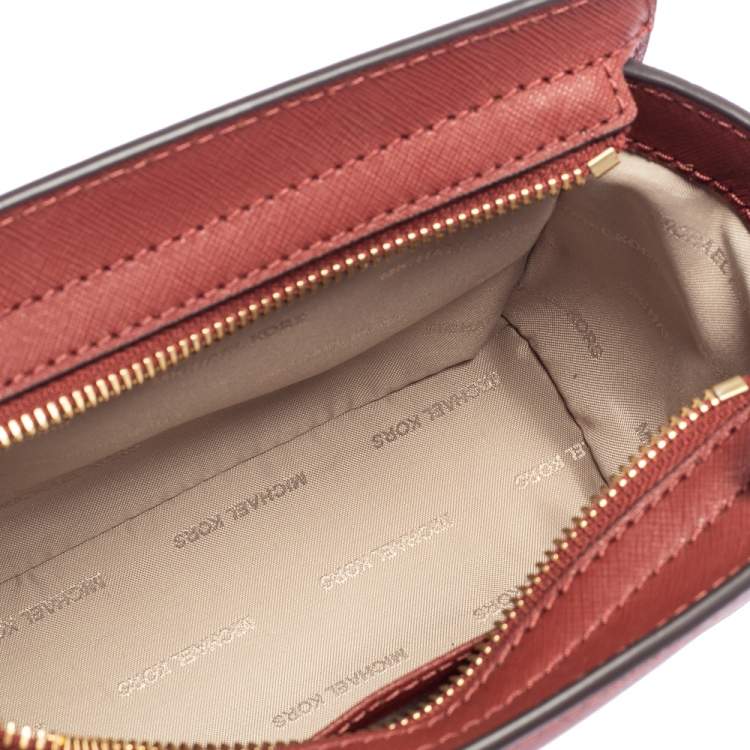 Pre Owned Michael Kors Red Leather Mini Selma Crossbody Bag
