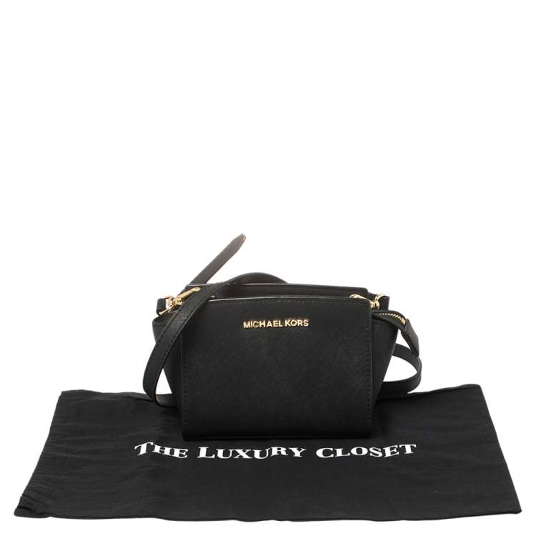 Pre Owned Michael Kors Black Saffiano Leather Mini Selma Crossbody Bag