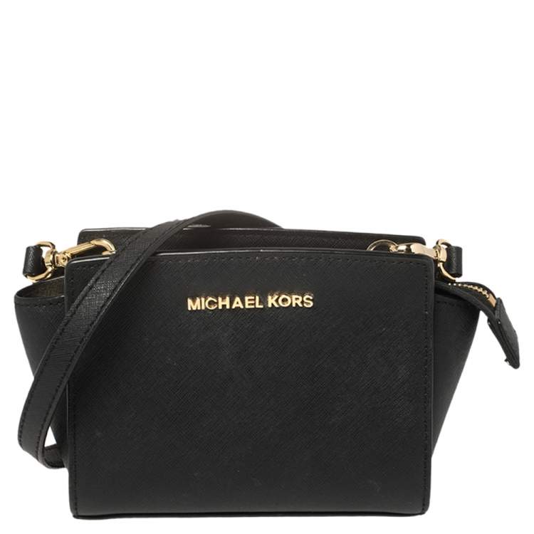 Michael Kors Selma Mini Saffiano Leather Crossbody Bag - Black