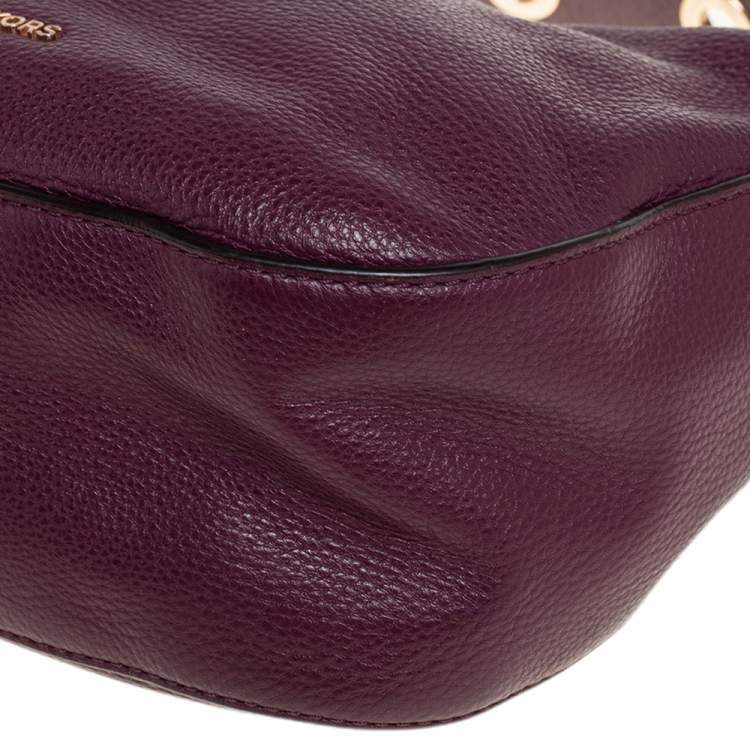 Pre Owned Micheal Kors Plum Pebbled Leather Grommet Strap Hobo