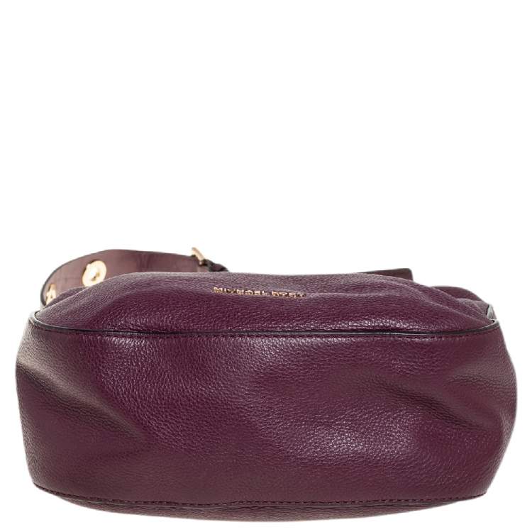 Pre Owned Micheal Kors Plum Pebbled Leather Grommet Strap Hobo