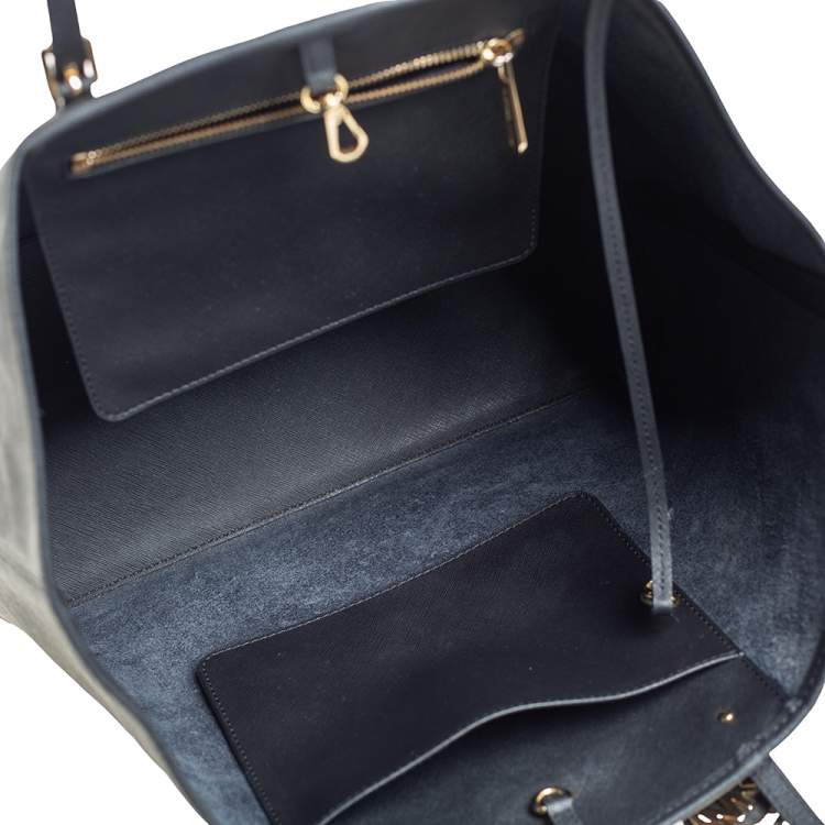 Pre Owned Michael Kors Black Leather Large Jet Set Travel Tote