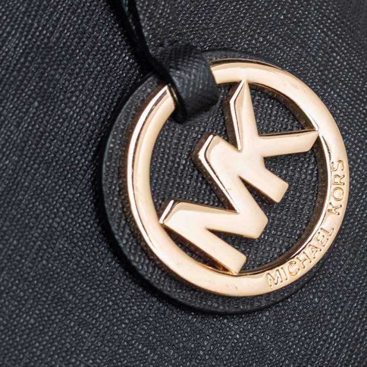 Pre Owned Michael Kors Black Leather Large Jet Set Travel Tote