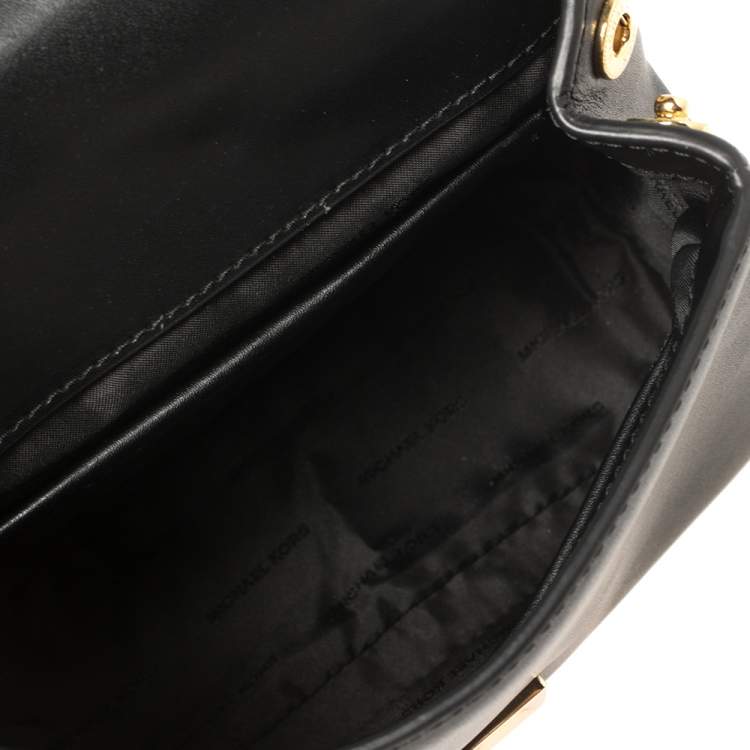 Pre Owned Michael Kors Black Leather Mott Top Handle Bag