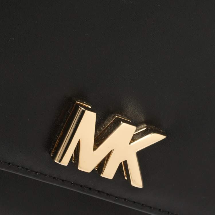 Pre Owned Michael Kors Black Leather Mott Top Handle Bag