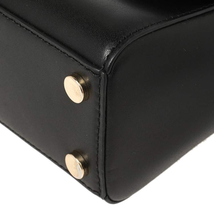 Pre Owned Michael Kors Black Leather Mott Top Handle Bag