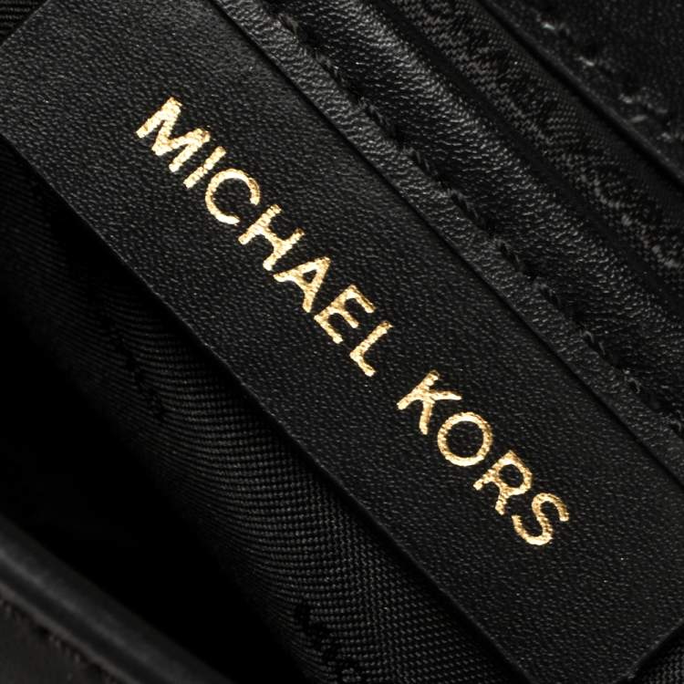 Pre Owned Michael Kors Black Leather Mott Top Handle Bag