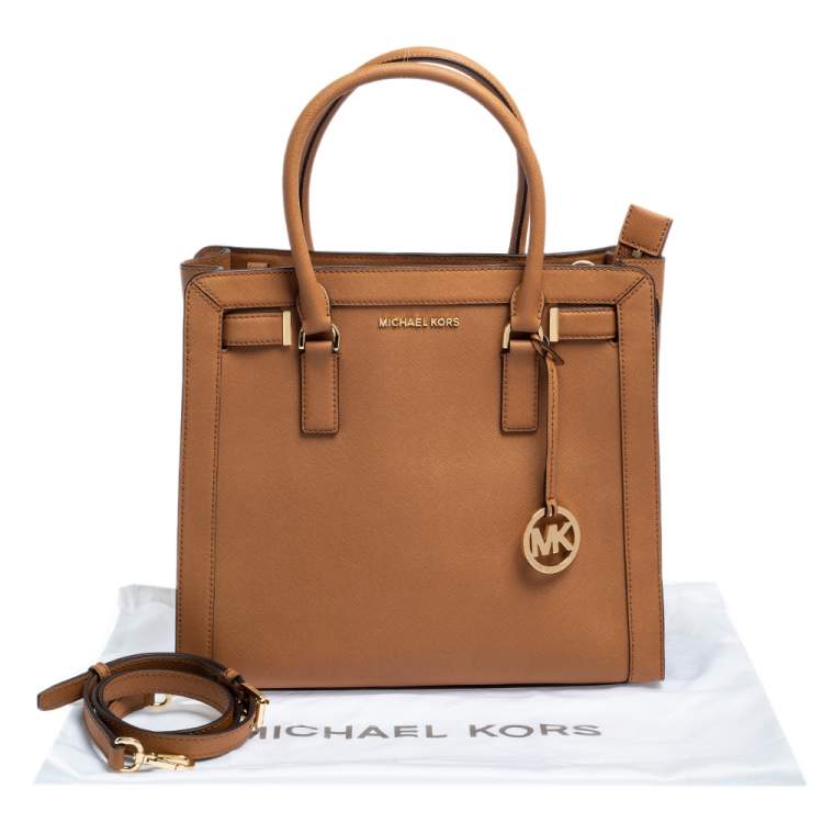 Pre Owned Michael Kors Brown Saffiano Leather Dillon Tote