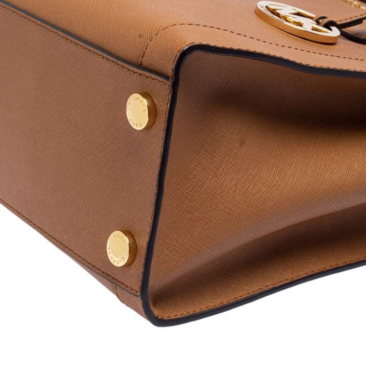 Pre Owned Michael Kors Brown Saffiano Leather Dillon Tote