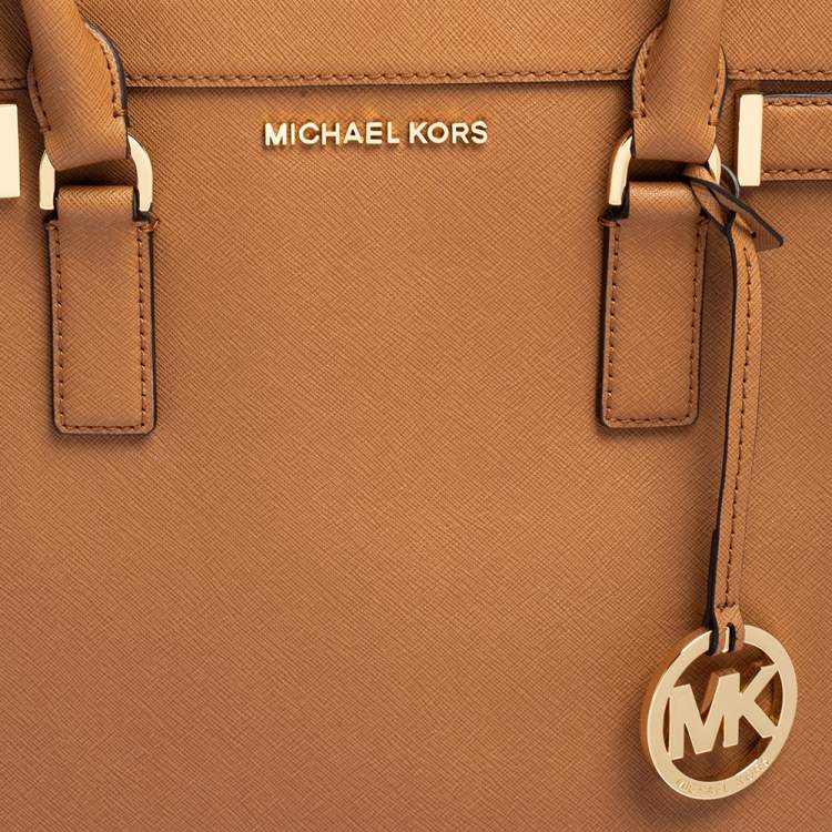 Pre Owned Michael Kors Brown Saffiano Leather Dillon Tote