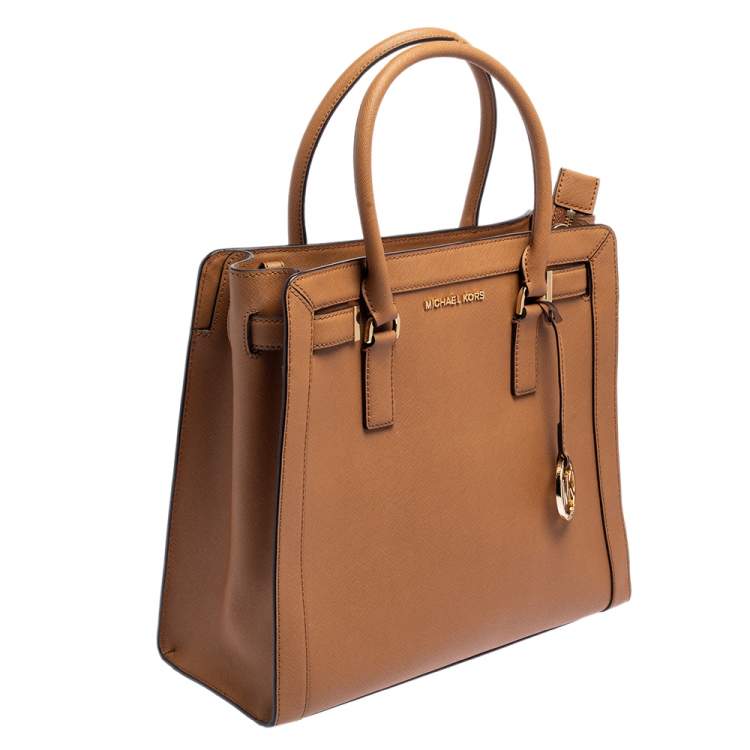 Pre Owned Michael Kors Brown Saffiano Leather Dillon Tote