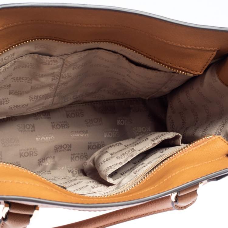 Pre Owned Michael Kors Brown Saffiano Leather Dillon Tote