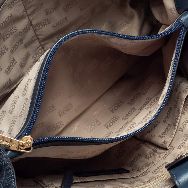 Pre Owned Michael Kors Blue Quilted Denim Susannah Tote