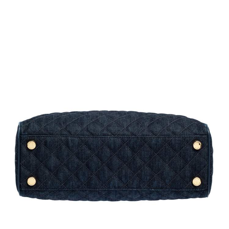 Pre Owned Michael Kors Blue Quilted Denim Susannah Tote
