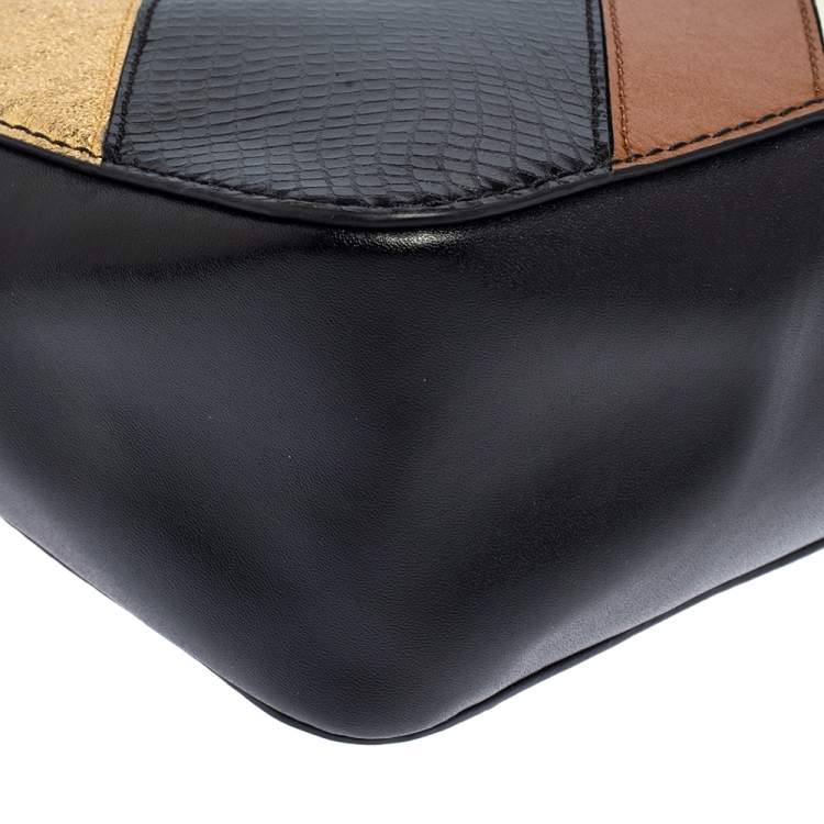 Pre Owned Micheal Kors Multicolor Python Embossed Leather and Leather Jet Set Camera Crossbody Bag