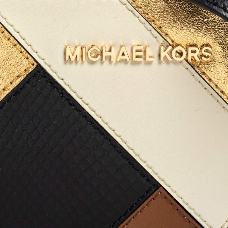 Pre Owned Micheal Kors Multicolor Python Embossed Leather and Leather Jet Set Camera Crossbody Bag