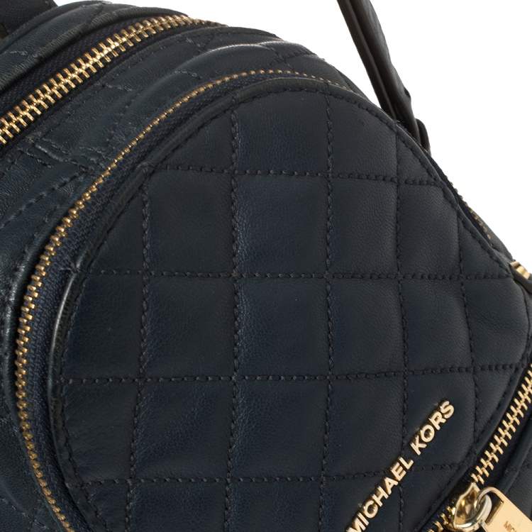 Pre Owned Michael Kors Blue Quilted Leather Mini Rhea Backpack
