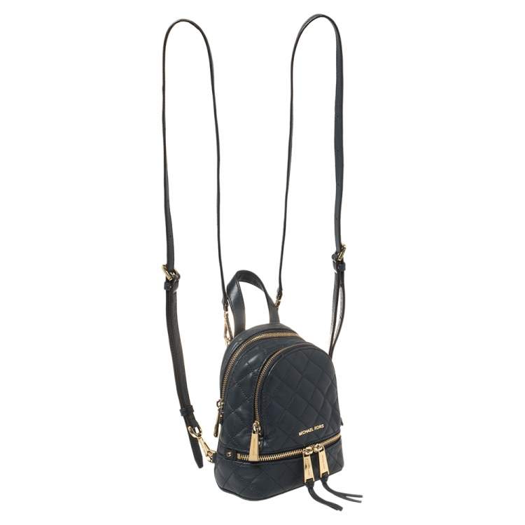 Pre Owned Michael Kors Blue Quilted Leather Mini Rhea Backpack